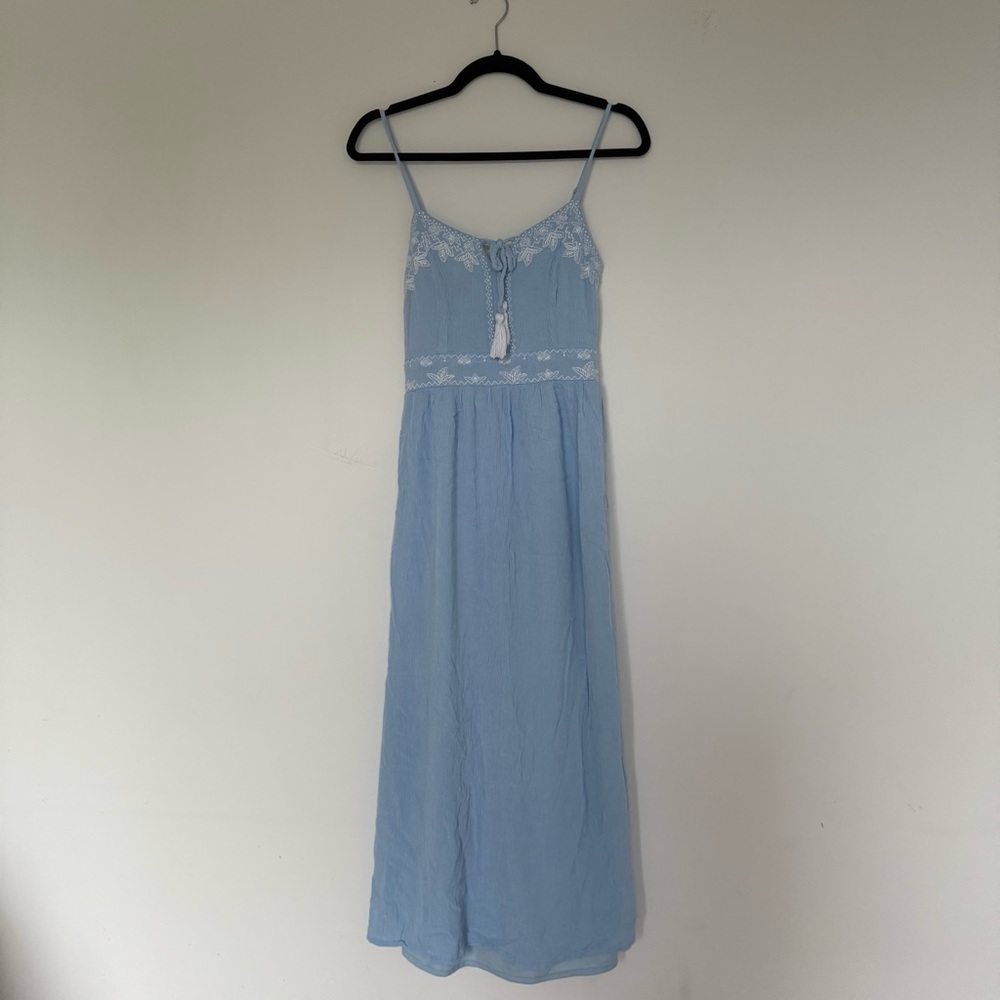 Japna Light Blue Lace Trim Maxi Dress